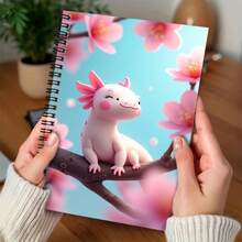 Caiet spiralat cu 100 de pagini cu model drăguț de dragoni și flori Sakura, potrivit pentru serviciu, studiu, școală, cadou de absolvire, cadou de ziua de naștere, scrierea jurnalului, planificare zilnică, blocnotes, o alegere practică și elegantă de cadou! - T - Vizualizare 4