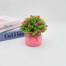 1pc Star Sky Rope Pink Potted Plant, Office/Home Desktop Decor Artificial Flower Bonsai, Mini Artificial Potted Plant, Artificial Greenery, Small Space Decor - Multicolor - View 9