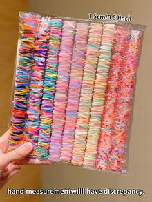 Random 999/2000/3000/5000pcs Multicolor Rainbow Hair Ties, Suitable For Children's Daily Use/Hairstyle Styling/Braiding - Multicolor - View 4