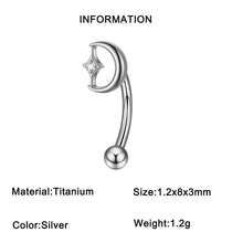 1PC CZ Flower/Bat/Spider /Bee Moon&Star Rook Earring,16G Implant Grade Titanium Internal Thread Eyebrow Labret Lip Belly Button Ring Curved Barbell Clear Zirconia Floral Cartilage Daith Conch Earring - Titanium Color - View 12