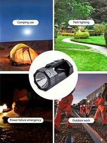 Portable LED Flashlight With Red And Blue Flashing Warning Light, USB Rechargeable, Adjustable Beam, ABS Material; Suitable For Camping, Fishing, Repair And Emergency Situations; Durable And Sturdy, With Solar And Power Bank Function - Star - View 6