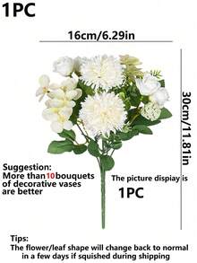 Bola bordada de flor de peônia artificial, Floral misto, Tecido de seda plástica, Botão de rosa, Festa de aniversário, Festa, Decoração, Buquê de casamento, Buquê de noiva, Decoração de casa, Restaurante, Quarto, Decoração de parapeito de janela, Decoração de vaso, Presente do Dia dos Namorados, Decoração de Ano Novo, Jardim ao ar livre, Volta às aulas, Dia dos Namorados, Presente de formatura - Branco - Visão 21
