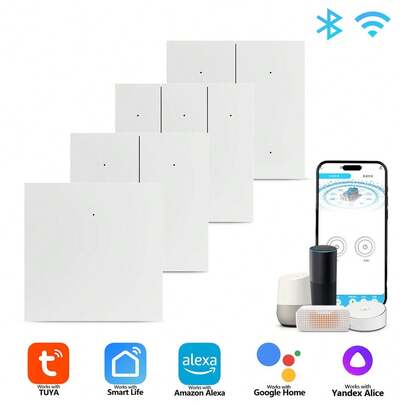 欧盟标准 ZigBee 智能墙壁开关 – 1/2/3/4 位，无需零线，分体式快速安装，钢化钢板面板，每位 600W，兼容 Alexa/Tuya/Smart Life，支持 APP 远程控制、定时器和日程安排、背光开关，需搭配网关使用