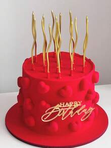 6pcs/12pcs Gold Curved Candles For Birthday, Anniversary, 1st Birthday Party Cake Decor - Gold - View 7