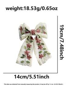 3个女士花卉刺绣蕾丝蝴蝶结发夹，简约时尚优雅休闲可爱百搭日常通勤发饰，精致刺绣，不伤发质 - 彩色 - 查看 3