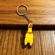1 pieza Llavero de pollito chillón, llavero de goma personalizado con broma divertida y novedad, llavero de estrés con diseño de pollito de dibujos animados, accesorio para llaves de coche, billetera, mochila y bolso - Multicolor - Ver 7
