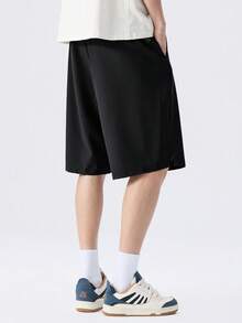 Quần short thể thao nhanh khô cỡ lớn, quần Bermuda ống đứng tối giản, thích hợp cho mùa hè. - màu đen - Xem 5