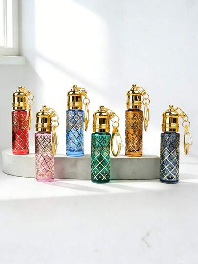 8毫升可填充香水瓶，防漏便携旅行喷雾器，带钥匙扣和包饰的空迷你玻璃瓶，精油口袋喷雾器，方便携带的旅行必备礼物，适合女性DIY香水制作