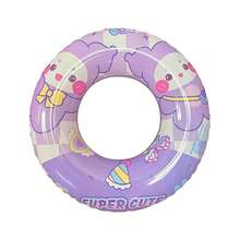 1pc Creative Cartoon Girl Inflatable Swimming Ring, Children's Swimming Pool Summer Beach Party Decor Accessory - Lilac Purple - View 4