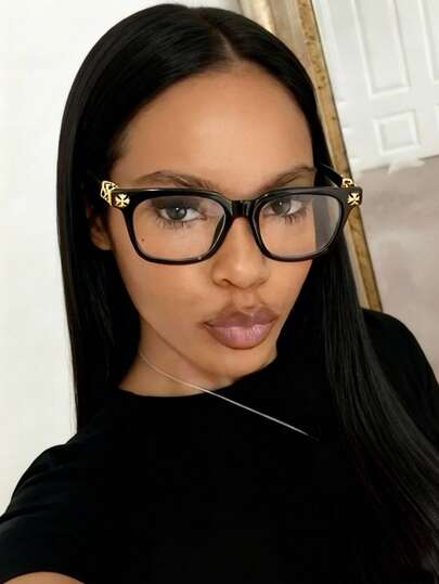 1pc Leopard Print Large Frame Retro Personalized Transparent Lens Oval Multifunctional Clear Glasses