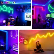 Tira de luz LED neón RGB alimentada por USB - Cambio de color, regulable, con control remoto, adecuada para dormitorio, TV, resistente al agua IP65, decoración de caravana - RGB - Ver 8