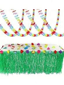 3 piezas Banderín de flores hawaianas, guirnalda para fiesta de verano, decoraciones para fiesta hawaiana, accesorios para fotos, guirnalda de cinta de flores de colores, centro de mesa para fiesta - perfecto para fiestas de cumpleaños, eventos temáticos, decoración del hogar y porche, guirnaldas DIY, decoraciones de boda - Múltiples estilos - Ver 2