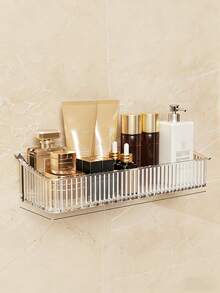 1pc Transparent Bathroom Shower Caddy Wall Mounted Storage Rack, Bathroom Accessories - Clear - View 11