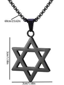1pc Men's Hexagram Pendant Necklace, Stainless Steel Electroplated, Non-Fading, Minimalist Design, Personalized Accessory - Gold - View 6