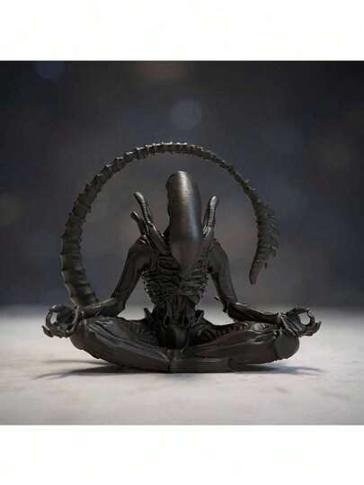 1pc Alien Meditating Figurine, Creative Design To Personalize Ambiance Space, Suitable For Collection, Garden Decor, Yoga, Christmas Gift