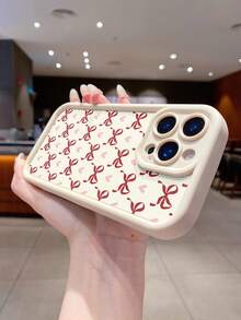 甜美奶白色红色蝴蝶结爱心保护壳，兼容 17 Air Pro Max、16 Pro Max，防摔，磨砂质感，兼容 15 Pro，少女风，兼容 14、13 - 高竹古董白 - 查看 2