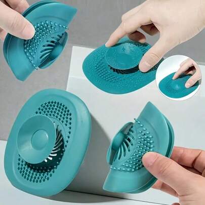 2pcs Silicone Drain Cover, 2-In-1 Press Type Silicone Drain Stopper With Vortex Design, Anti-Clogging Bathroom Sink Drain Strainer, Soft TPR Drain Filter For Shower, Bathtub And Kitchen, Practical Kitchen And Bathroom Accessory