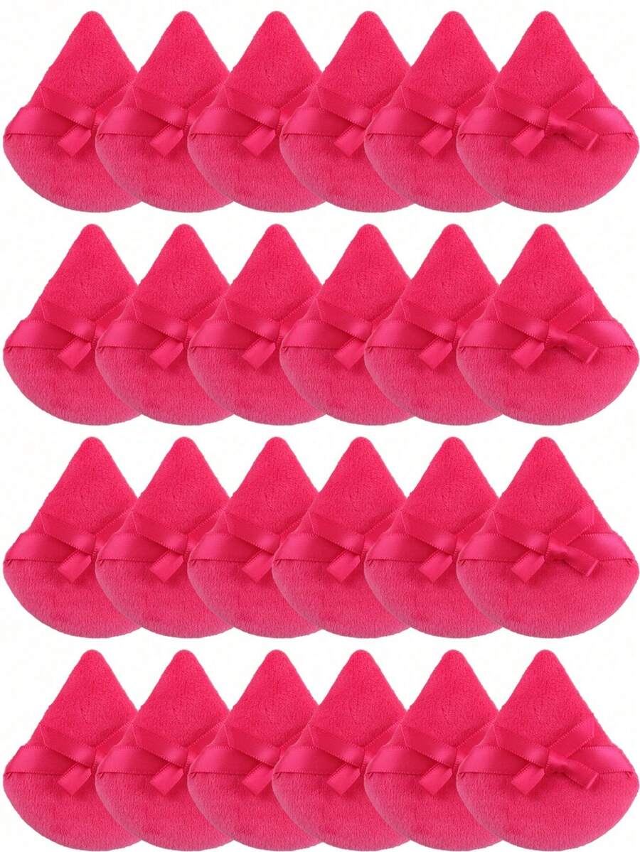 24pcs/15pcs/8pcs/5pcs Triangle Makeup Sponge Puff, Soft Powder Puff For Loose Powder, Face Setting, Body Powder, Makeup Blender Sponge Set, Beauty Makeup Tools - Hot Pink - View 1