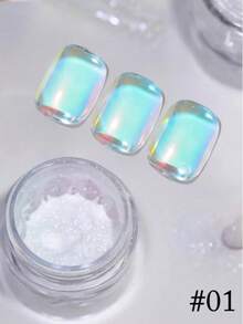 1g Polvo de uñas de arcoíris con efecto de espejo aurora - 6 colores, crea un efecto de uñas soñadoras - Multicolor - Ver 7