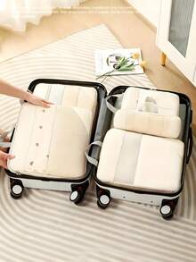 [Delivery Within 2-7 Days In The United States] 5 Pieces Compression Packing Cubes For Suitcases, Light Travel Suitcase Organizer Bags Set, With Shoe Bag, Expandable Packing Luggage Organizer Bags, Space-Saving Travel Essentials Accessories Travel Essentials For Travel Backpack Travel Bag Luggage Suitcase Travel Gear Back To School Moving Bags Organizer - Xem 6