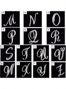 1pc Minimalist 26 Letter Crystal Brooch, Women's Geometric Fashion Elegant Brooch, Sweater Jacket Pins, Dress Accessory, Clothing & Bag Decor, School Office Supplies, Shirt Jacket Ornament, Christmas Halloween Costume Pins, Cute Teacher Gift - Silver - View 7