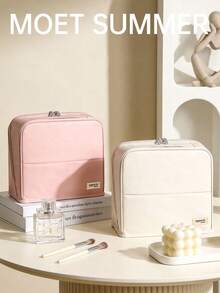 Large-Capacity Upright Makeup Bag With A Detachable Mirror. Suitable For Storing Toiletries And Cosmetics. A Multi-Functional Portable Travel Bag, It Can Also Hold Makeup Tools, Hair Tools, And Nail Polish. It Can Be Placed On A Luggage Rack. - Multicolor - View 8
