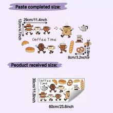 1pc Cartoon Coffee Bean Bread Kitchen Decor Sticker, Self-Adhesive Wall Decal To Beautify Kitchen - Multicolor - View 6