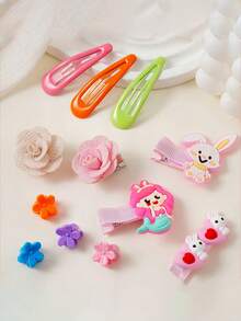 718件套休闲简约女孩发夹、发圈和发饰套装，礼盒装公主发圈，日常使用 - 彩色 - 查看 6