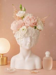 1pc Petal-Shaped Face Vase, A Creative Nordic-Style Cream-Inspired Vase Featuring A Human Face Design, Suitable For Home Living Room Table Decoration. - Multicolor - View 3