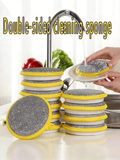 6/12/24pcs Double-Sided Magic Dishwashing Sponges - Scratch-Free Sponges For Kitchen, Reusable Dishcloths For Washing Dishes, Pots And Pans, Heavy Duty Scrubbing Pads To Remove Grease And Stains (Multi-Pack)