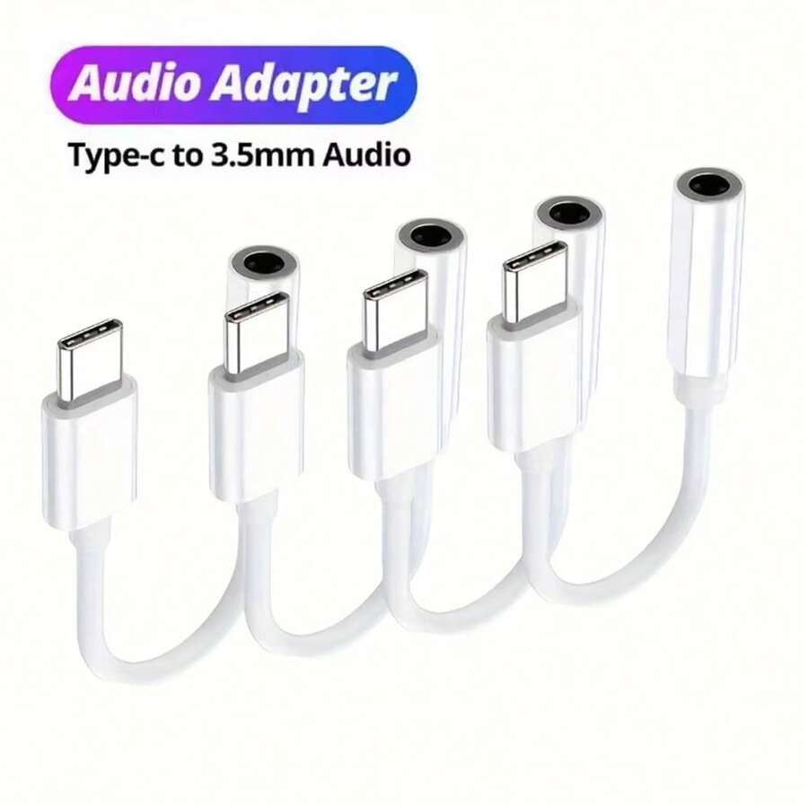 1/4个 USB-C 转 3.5mm 母头耳机插孔适配器，USB-C 转 AUX 音频转换线，兼容 17 Pro Max/17 Pro/Air/17/16 15 Plus/Pro Max、Galaxy S25 S24 S23 S22 S21 Ultra 及其他设备 - 白色 - 查看 1