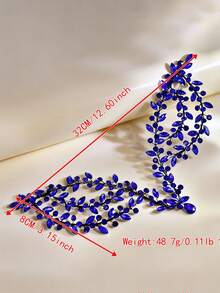 1pc Blue Crystal Bridal Forehead Headband, Fashionable Hair Accessory Suitable For Wedding, Party, Easter - Blue - View 7