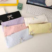 1pc Bow Tie Pencil Case, Large Capacity Stationery Organizer Bag, Girl Student Makeup Pouch - Bow Pencil Case - View 7
