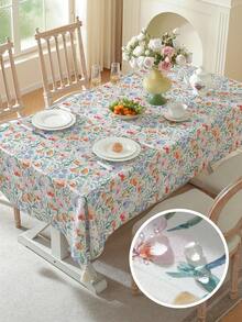 Mantel impermeable con estampado floral colorido y flecos decorativos, adecuado para la sala de estar, el comedor, fiestas, decoración del hogar, decoración de habitaciones, decoración de mesa y regalo festivo, disponible en varios tamaños, apto para todas las estaciones - Brote Verde - Ver 9
