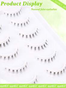 10 Pairs Natural Criss-Cross Thin Stem Segmented Lower Lashes, Essential Makeup Tool For No-Makeup Face Daily Look - Black - View 3