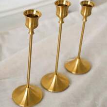 3pcs/6pcs/12pcs Candle Holders, Single Long Stem Brass Plated Iron Candle Holders, For Centerpiece, Candlelight Dinner Photo Props, Dining Table Living Room Home Decor, Candles Not Included - Copper Candlestick - View 1