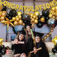 100/50/20pcs Black & Gold 10-Inch Metallic Gold & Black Latex Balloons For Birthday, Retirement, Graduation, New Year Party Decoration - A-1 - View 6