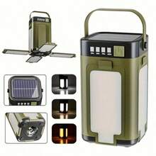 Luz de emergencia multifunción, lámpara de tienda de campaña recargable por energía solar/USB, linterna portátil para acampada con 6 modos, con gancho y indicador de nivel de batería, ajustable para uso doméstico, adecuada para senderismo, pesca, reparaciones - 1 pieza - Ver 5