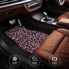4 Peças de Tapetes de Chão para Carro com Estampa de Leopardo Rosa, Duráveis, Decoração de Interior de Carro Estilosa, Adequado para Todos os Interiores de Carros. - Multicolorido - Visão 5