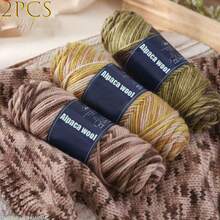 2 piezas/200g Hilo de mezcla de lana de alpaca suave y de grosor medio, adecuado para tejer, hacer punto, suéteres, chaquetas, chalecos, chales, bufandas, sombreros, proyectos de manualidades DIY - multicolor - Ver 4