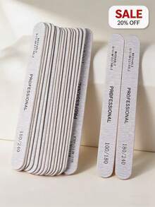 20/10/5pcs Thin Wooden Nail Files, 100/180 Grit Double-Sided Wooden Nail Sanding Papers, 180/240 Grit Double-Sided Nail Polishing Files, Professional Nail Polishing Files, Boat-Shaped Double-Sided Wooden Foot Polishing Files, Nail Buffing Blocks, Suitable For Natural Nails, Home Nail Salons, Acrylic Nails, Etc. - Grey - View 2