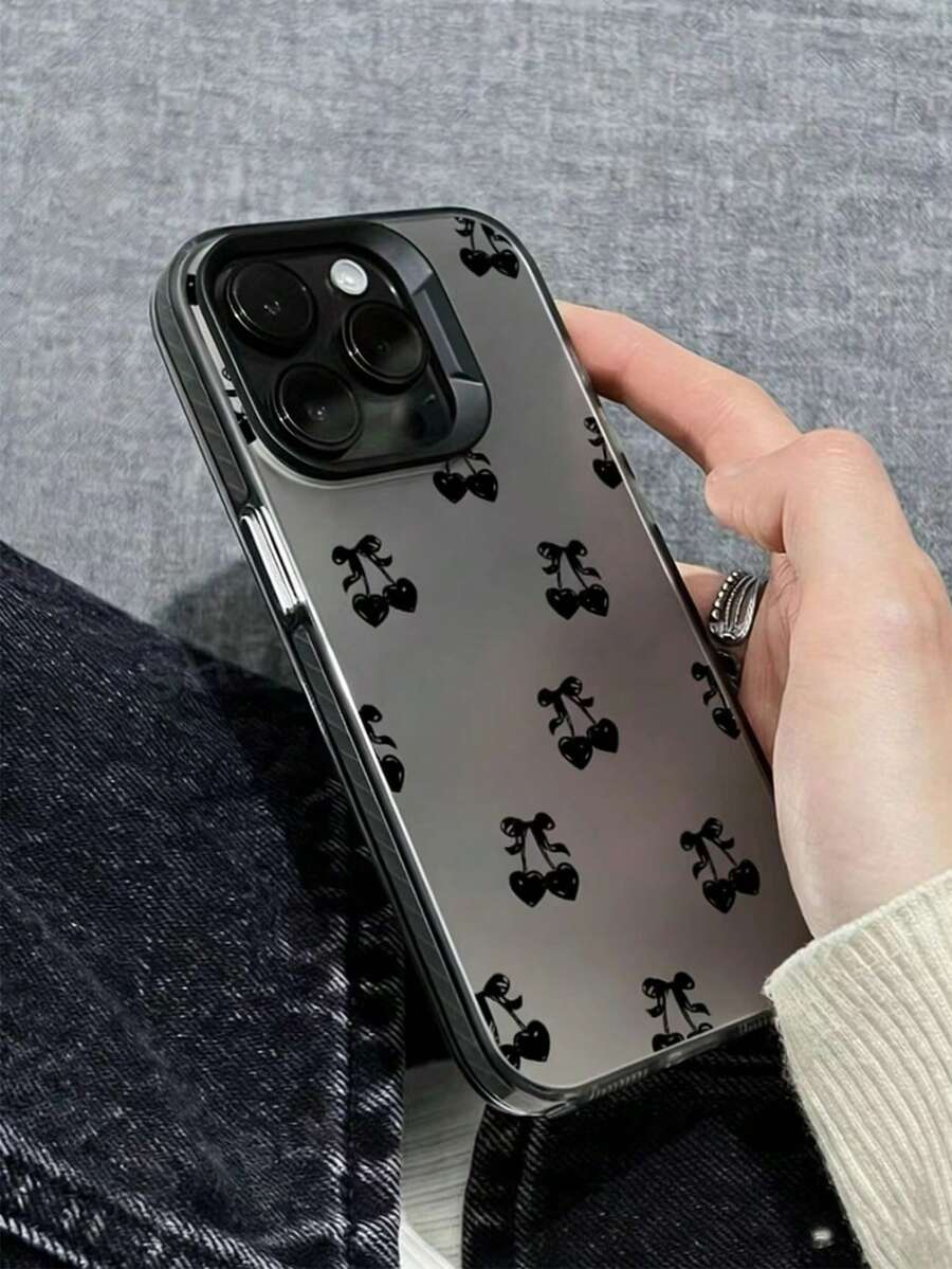 Black Cherry Pattern Printed IMD Anti-Drop Phone Case, Compatible With Apple 16/11/12/13/14/15/15Pro/15Plus/15ProMax/7Plus/8Plus/X/XsMax/Xr/11Pro/12Pro/13Pro/14Pro/11ProMax/12ProMax/13ProMax/14ProMax/14Plus/6/6s/6Plus/7/8/16Pro/16Plus/16ProMax - Multicolor - View 1