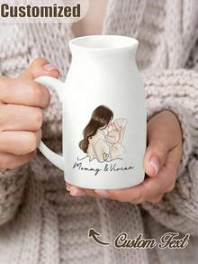 1 szt. personalizowany wazon do dekoracji domu, spersonalizowany wazon z imieniem, prezent na Dzień Matki, prezent dla kobiet, prezent ze zdjęciem babci, ceramiczny wazon, prezent dla mamy - Wielokolorowe - Zobacz 5