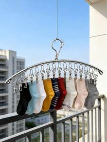 Tendedero de acero inoxidable, tendedero de calcetines, estante multiusos antiviento para ropa interior, esencial para dormitorio, estante colgante para calcetines - Multicolor - Ver 11