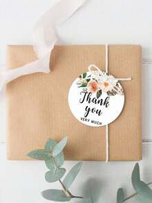 50 Stück Danke, dass Sie mit uns gefeiert haben Tags, Danke Tags für Partybegünstigungen, Papier Geschenk Tags mit 10M Juteschnur, geeignet für Hochzeit, Brautparty, Geburtstag, Party, Baby Shower Begünstigungen - Blumenanhänger - Übersicht 6