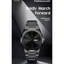 POEDAGAR Men's Business Luxury Stainless Steel Quartz Watch, Unique & Personalized Design With Outer & Inner Round Case, Meticulously Crafted - Blue - View 11