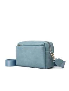 Bolso de hombro para mujer, bolso bandolera de correa ancha para mujer, bolso de hombro ligero, bolso de mano minimalista para uso diario, bolso bandolera minimalista para viajes, bolso de viaje casual elegante con correa ajustable, bolso de vacaciones, bolso de hombro diario - Azul - Ver 2