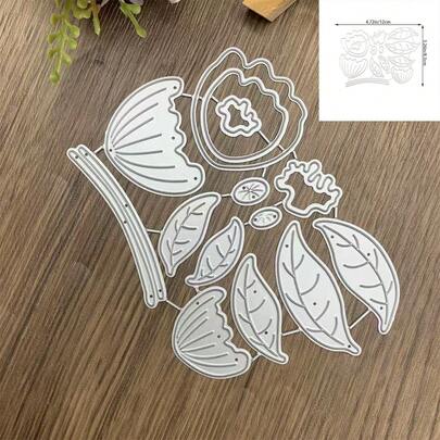 طقم قوالب قطع معدنية على شكل زهرة التوليب، مناسبة لصنع البطاقات والتطريز على الورق وطقم قطع الأشكال والتجميع والقوالب والحقيبة التخزينية