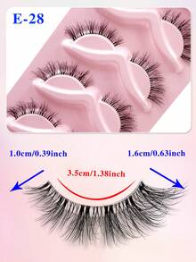 5 Pairs ENCHUW Natural Look Faux Mink Eyelashes With Transparent Band, Suitable For Parties - Black - View 2