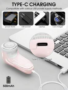 1 pièce Épilateur à peluches rechargeable par USB, mini-rasoir à tissu, défriseur de tissu portable, convient pour le coupe-peluches des vêtements, le rasage des tricots et pulls d'hiver, outil de nettoyage, épilateur, nettoyeur de tapis, cadeau pour la fête des mères - Multicolore - Voir 5